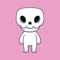 cute skull cartoon mascot doodle art hand drawn concept vector kawaii icon illustration