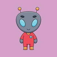 cute alien cartoon mascot doodle art hand drawn concept vector kawaii icon illustration