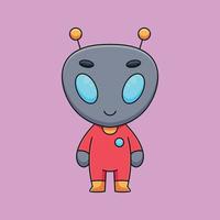 cute alien cartoon mascot doodle art hand drawn concept vector kawaii icon illustration