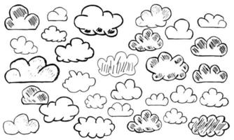 unique set collection clouds on isolation background doodles white vector