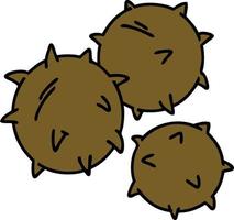 cartoon of spiked conkers waiting to be opened vector