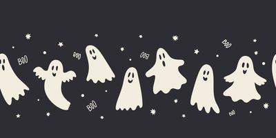 divertidos fantasmas de patrones sin fisuras, lindo y espeluznante fondo de halloween. ideal para textiles, envolturas, telas, pancartas, papeles pintados. diseño vectorial vector