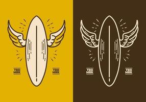 Vintage art design of a surf board with extra wings vector