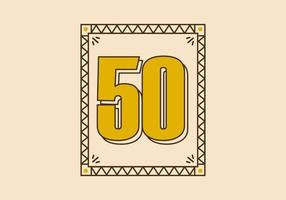 Vintage rectangle frame with number 50 on it vector