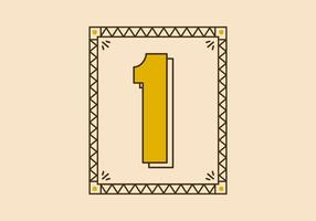 Vintage rectangle frame with number 1 on it vector