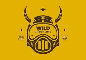 Vintage art design of a helmet with sharp horns vector