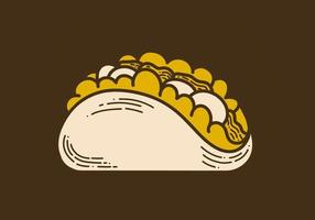 Line art drawing of a delicious tacos vector