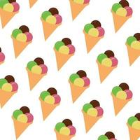 Ice cream  pattern on white background. Vector fast food