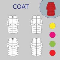 Coloring book of a  coat. Educational creative games for preschool children vector