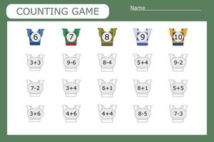 Educational game for children, kids. . Game learning math, counting game. Vector illustration for print, page