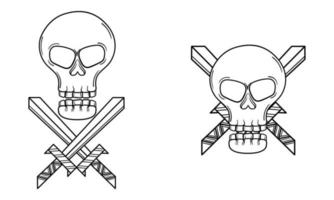 hand drawn skull and sword vector