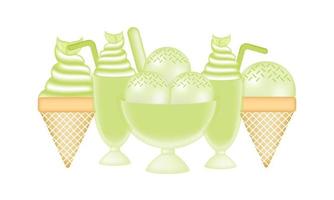 ilustración de helado de té verde con técnica de malla vector