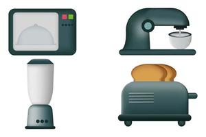 kitchen electronic equipment illustration collection with mesh technique vector