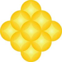 grupo de círculos dorados que forman una ilustración de vector de rombo para logotipo, icono, signo, símbolo, placa, elemento, etiqueta, emblema o diseño