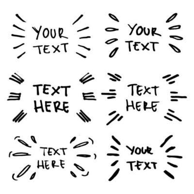 Vector hand drawn collection of design  elements for emphasis text in comic style