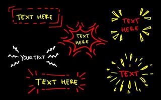 Vector hand drawn collection of design  elements for emphasis text in comic style