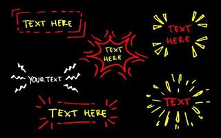 Vector hand drawn collection of design  elements for emphasis text in comic style