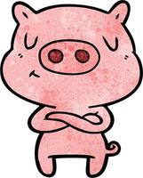 cartoon content pig vector