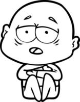 cartoon tired bald man vector