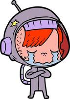 cartoon crying astronaut girl vector