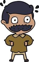 cartoon man with mustache shocked vector