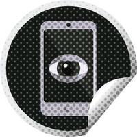 cell phone watching you graphic vector illustration circular sticker