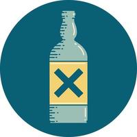 tattoo style icon of a bottle vector