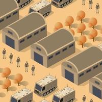 Background 3D illustration army armed troop isometric armed military transport objects and war equipment force graphic elements tank machine vector