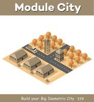 Module base camp object element for building design army armed troop isometric armed military transport objects. War equipment force graphic elements tank machine 3D illustration vector