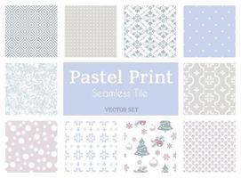 Set of vector tiled seamless collection of modern stylish pastel basic color patterns. Texture for packaging banners wallpaper, fabric print, business cards