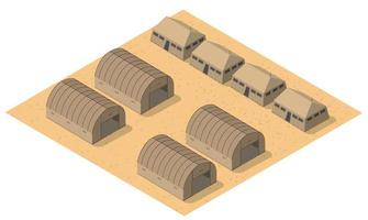 elemento de objeto del campamento base del módulo para el diseño de edificios objetos de transporte militar armado isométrico de tropas armadas del ejército. equipo de guerra fuerza elementos gráficos tanque máquina 3d ilustración vector