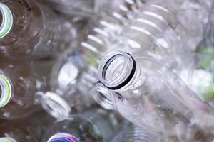 plastic bottles recycling background concept photo