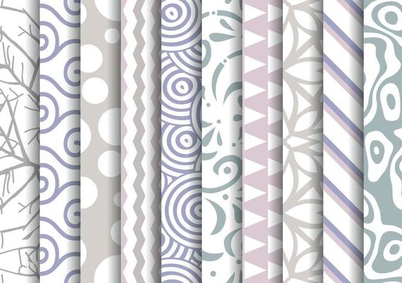 Set of vector tiled seamless collection of modern stylish pastel basic color patterns. Texture for packaging banners wallpaper, fabric print, business cards