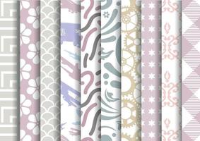 Set of vector tiled seamless collection of modern stylish pastel basic color patterns. Texture for packaging banners wallpaper, fabric print, business cards