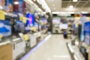 eletronic department store with bokeh blurred background photo