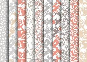 Set of vector tiled seamless collection of modern stylish pastel basic color patterns. Texture for packaging banners wallpaper, fabric print, business cards