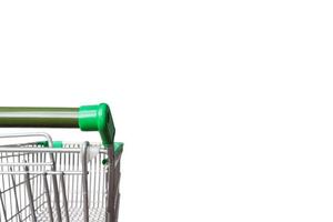 Empty green shopping cart isolated on white background with clipping path photo