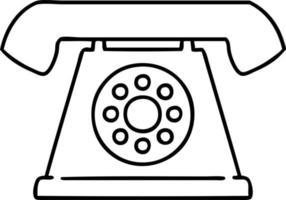 line doodle of an old style telephone vector