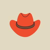 elemento del salvaje oeste en un estilo de línea moderno y plano. ilustración vectorial dibujada a mano del viejo estilo de moda de sombrero de vaquero occidental, diseño de dibujos animados. parche de cowboy texas, placa, emblema, logo. vector