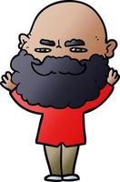 cartoon man with beard frowning vector