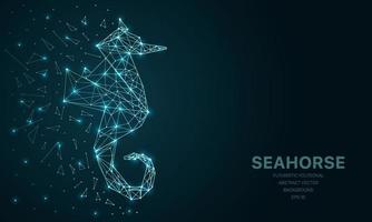 Polygonal wireframe mesh futuristic with seahorse, sign on dark background. Vector lines, dots and triangle shapes, connecting network, digital molecules technology, connection structure.