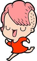 cute cartoon girl with hipster haircut vector