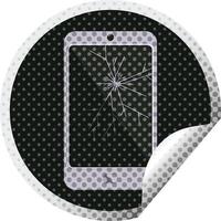 cracked screen cell phone graphic vector illustration circular sticker