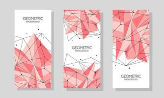 Polygonal pink abstract futuristic template, low poly sign on white background. Vector lines, dots and triangle shapes, connecting network. Brochure template, cover layout, magazine, flyer design.