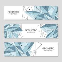 Polygonal abstract futuristic template, low poly sign on white background. Vector lines, dots and triangle shapes, connecting network. Horizontal banners, cover layout, social media design.