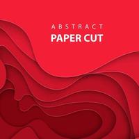 Vector background with deep red color paper cut shapes. 3D abstract Christmas paper art style, design layout for business presentations, flyers, posters, prints, decoration, cards, brochure cover.