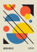 afiches de diseño geométrico mínimos de los años 20, arte mural, plantilla, diseño con elementos de formas primitivas. fondo de patrón retro bauhaus, círculo abstracto vectorial, triángulo y arte de línea cuadrada. vector