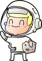 happy cartoon astronaut man vector