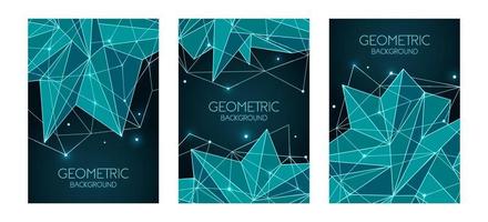 Polygonal abstract futuristic dark blue template, low poly sign. Vector lines, dots and triangle shapes, connecting network. Brochure template, cover layout, magazine, flyer design.