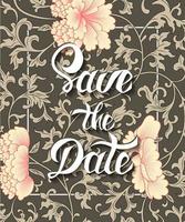 Save the Date invite card vector template with modern calligraphy